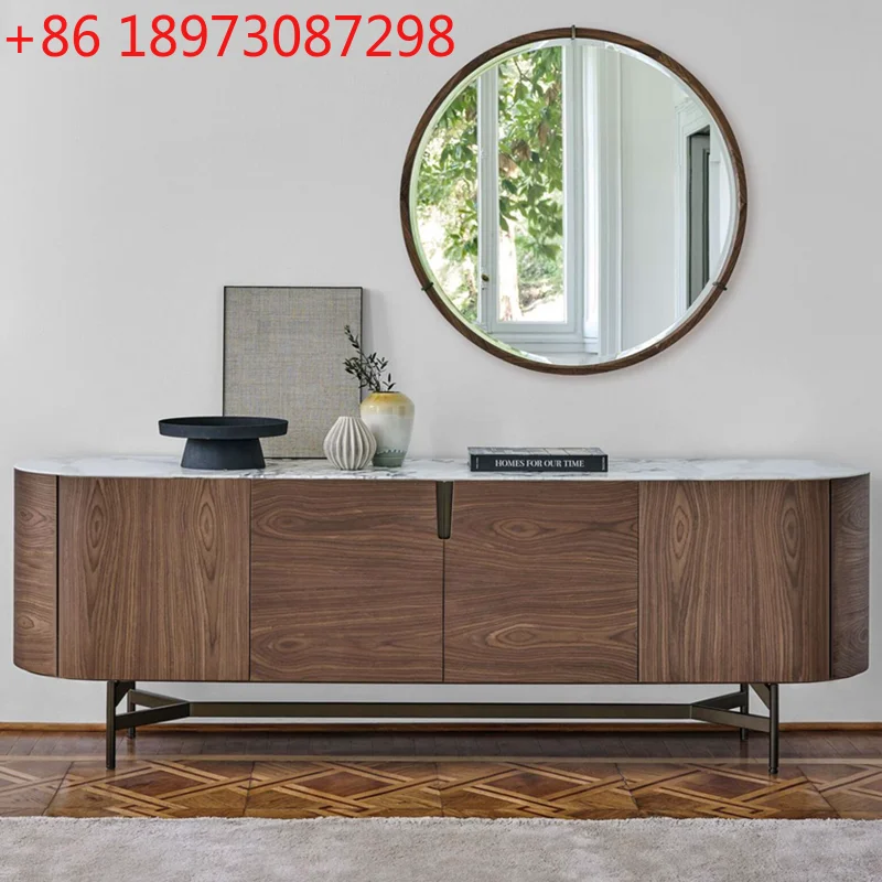 

Приставной шкаф из итальянского ореха. Современный простой и минималистичный шкаф для телевизора.