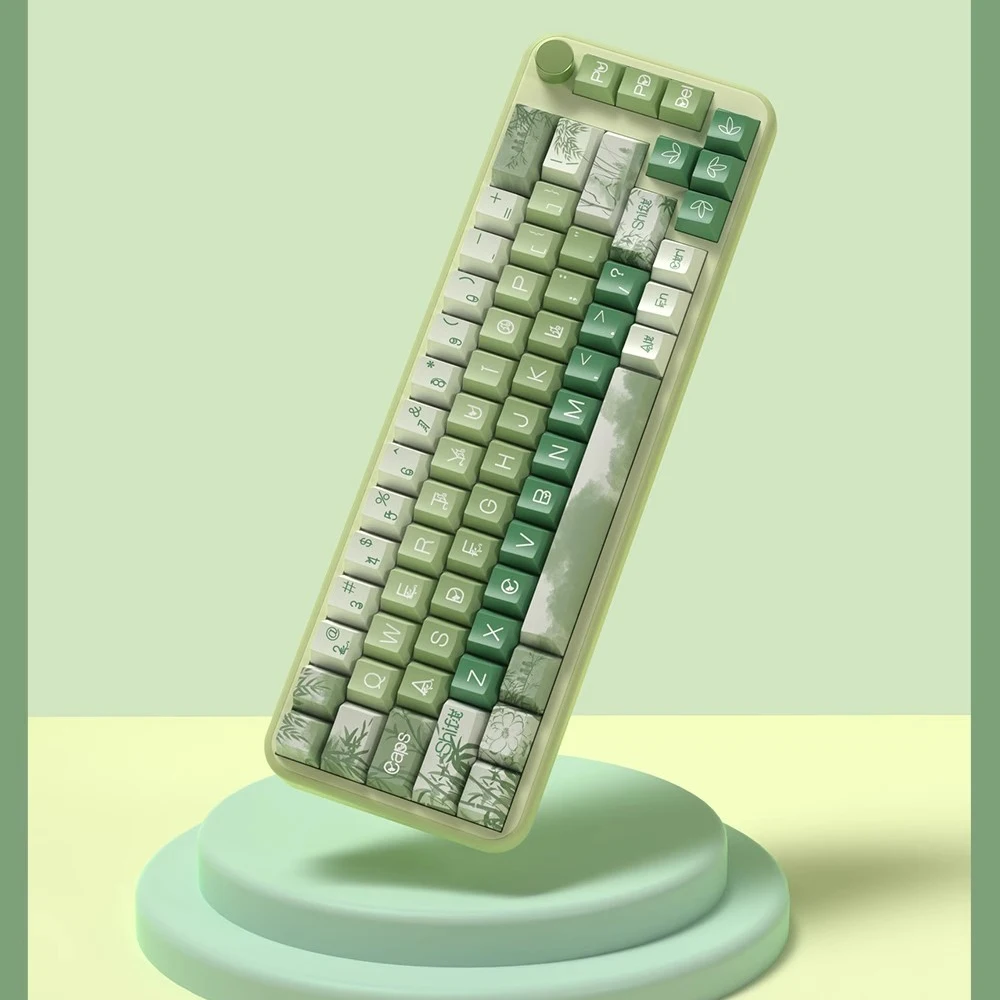 158 Keys Bamboo Forest Ink Keycaps Cherry Profile Green Key Cap PBT Dye Sublimation Keycap For MX Switch Mechanical Keyboard