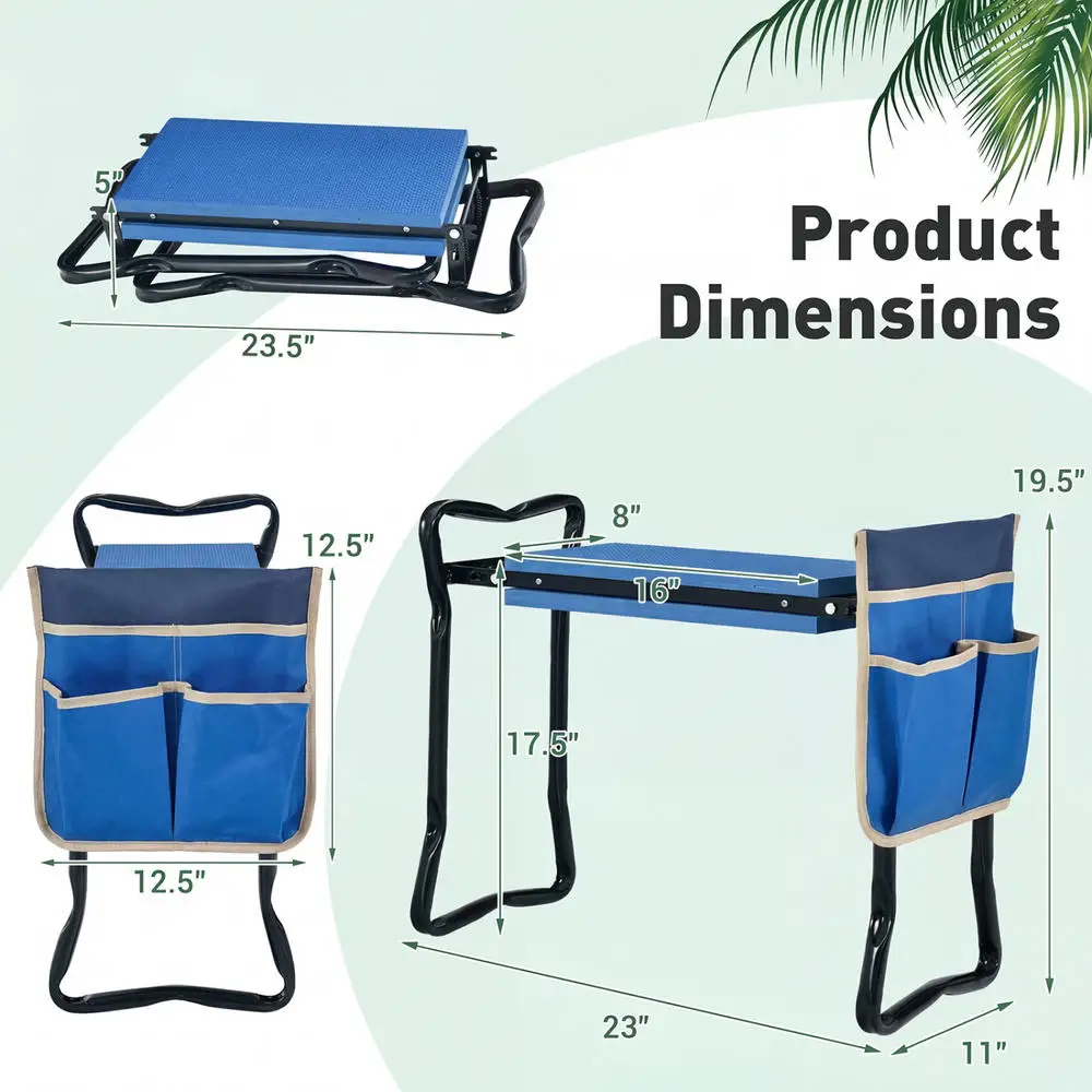 Garden Kneeler And Seat Folding Sturdy Gardening StoolBlue