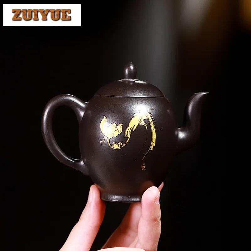 160ml Yixing Purple Clay Teapots Handmade Beauty Shoulder Pot Raw Ore Dahongpao Reducing Roasting Mud Tea Maker Kettle Zisha Tea