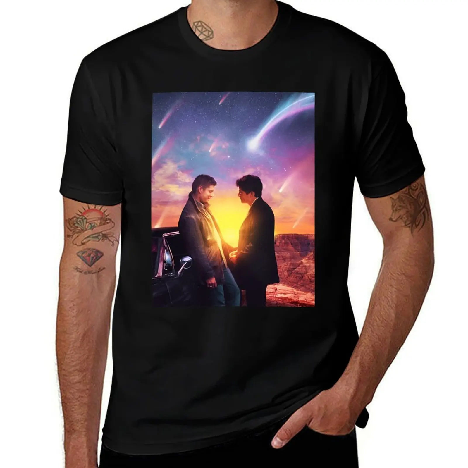 Destiel Sunset T-Shirt Basic Breathable Solid Color T-Shirt