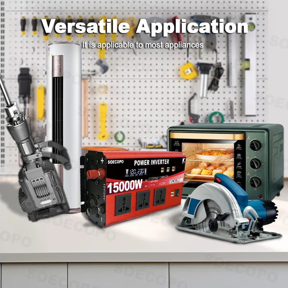 المزدوج الجهد المدخلات 15000 واط العاكس الحالي 8 منافذ USB 3 مآخذ عالمية الذكية الشمسية العاكس تيار مستمر إلى التيار المتناوب 110/220 فولت التخييم المنزل