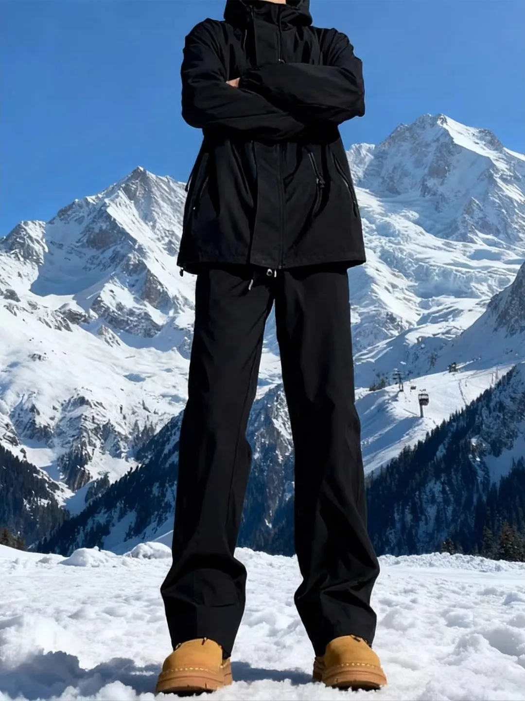 

Men's Winter Thiened Fce Lined Soft ell Snow Pants Warm Waterproof Windproof Outdoor Skiing Workwear Straight Leg Trou...