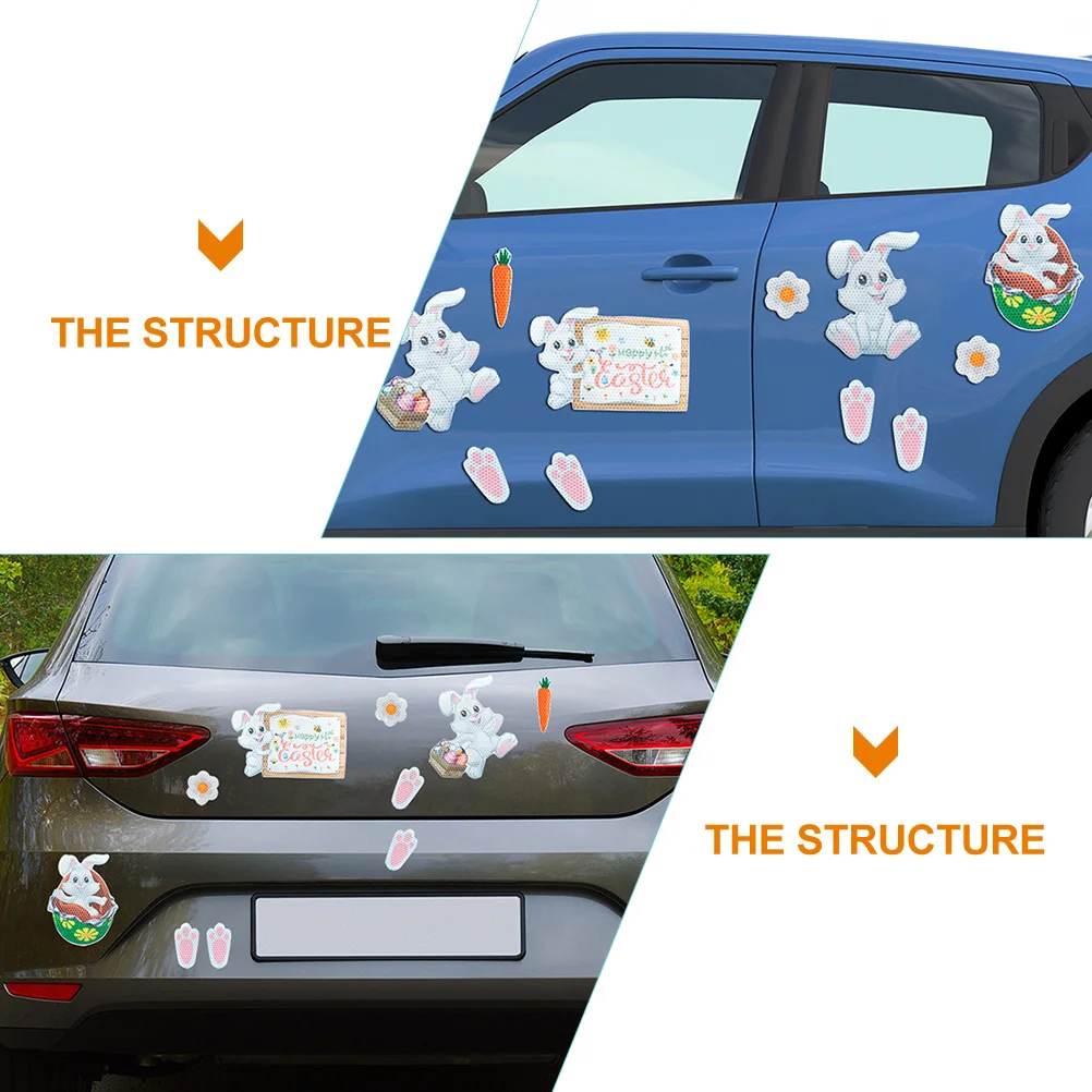

11Pcs Easter Car Magnets Reflective Bunny Carrot Magnet Stickers Decorative Refrigerator Garage Decals Party Supplies Festive