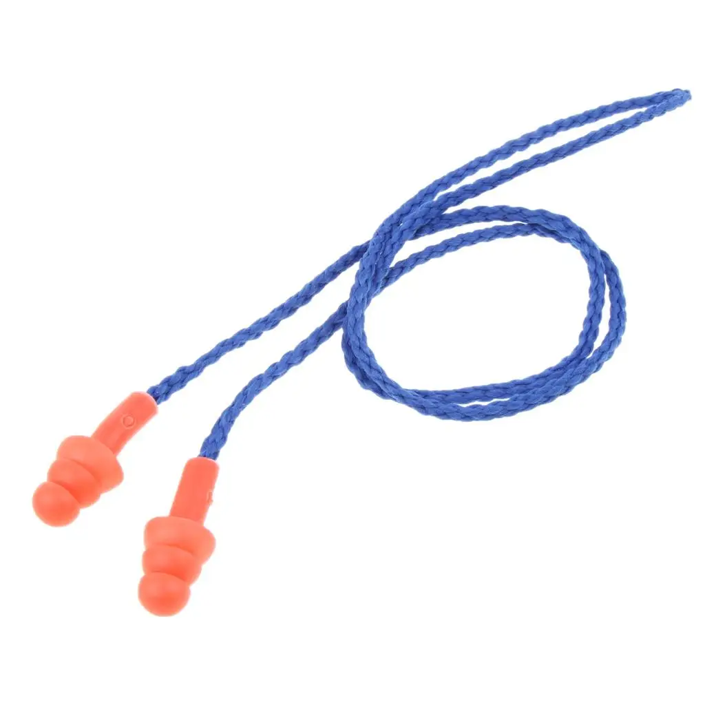 Noise Reduction Ear Plugs Soft Silicone Reusable Washable Earplugs with String for Sleeping Travel Airplane Swimming Concerts