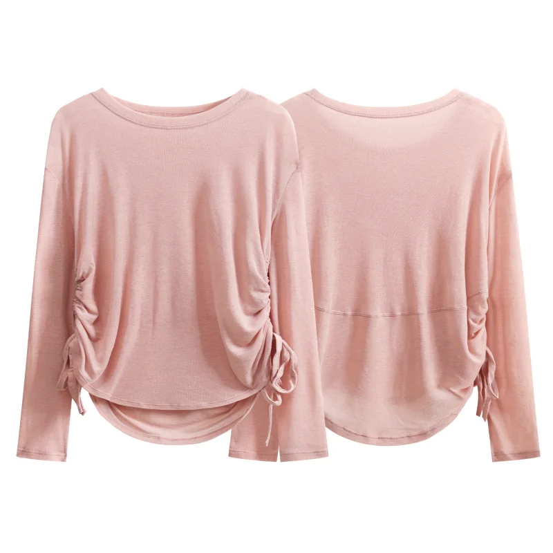 DRUR Lightweight Thin Yoga Drawstring Tops And Long Sleeve Ballet Pilate Wrap Shirts With Gym Clothes Women Y2k Sport Streetwear