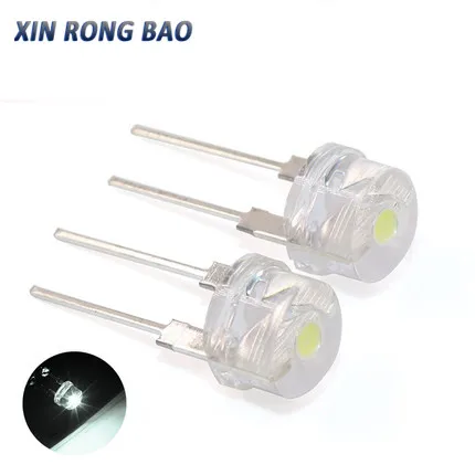 10PCS NEW F8 8mm 0.5W 3.0-3.2V Straw hat LED White Super bright LED lamp Wide Angle Transparent LED Lamp Strawhat LED