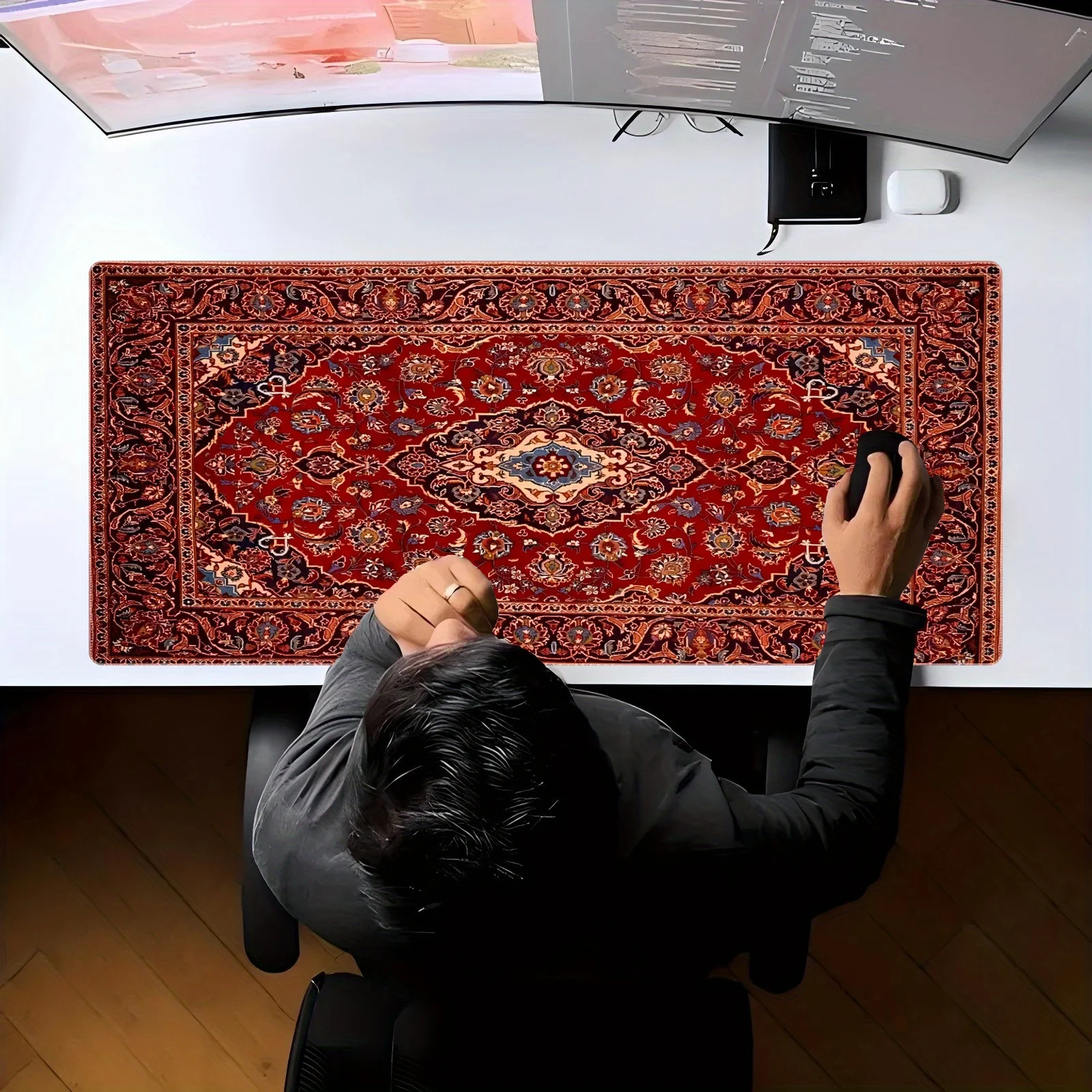 Vintage Persian Rug Extra Large Mouse Pad Non-Slip Rubber Desk Mat for Gaming Office