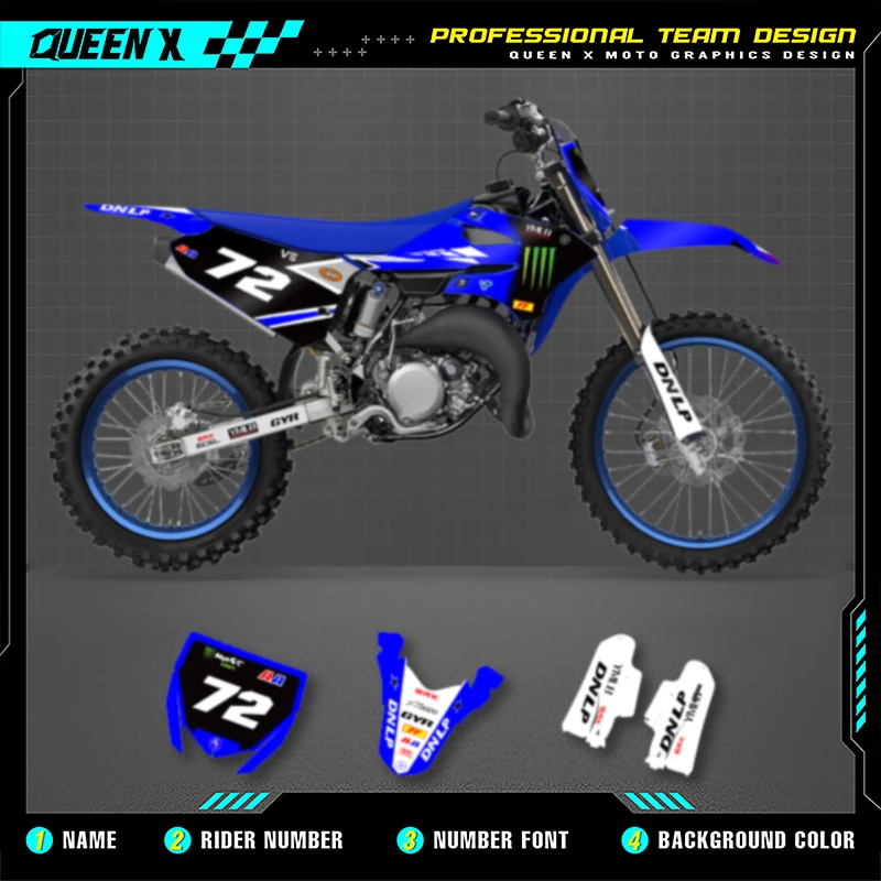 

Queen X MOTOR For Yamaha YZ85 2022 2023 2024 2025 Cusotm Team Motorcycle Graphics Decal Stickers Kits Number Name Custom