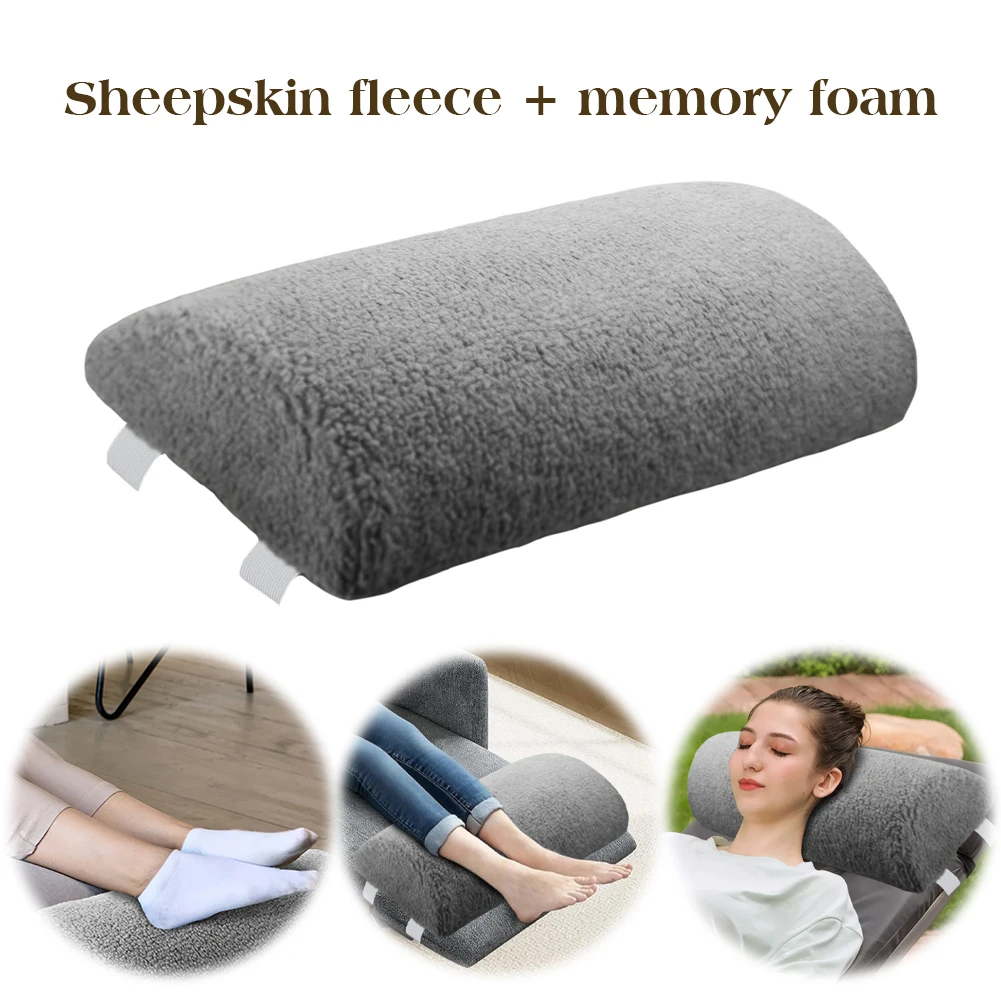 

4inches Recliner Foot Cushion Memory Foam Leg Rest Bolster with Sherpa Cover Half Roll Leg Pillow for Ankle and Knee Support