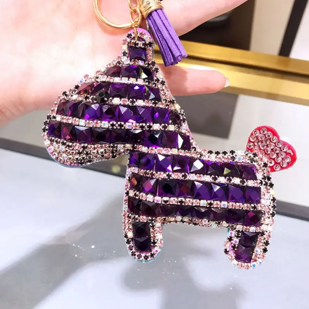 Colorful South Korea Bore Pony Keychain Fashionable Creative Car Key Ring Cute Cartoon Bag Pendant Gift