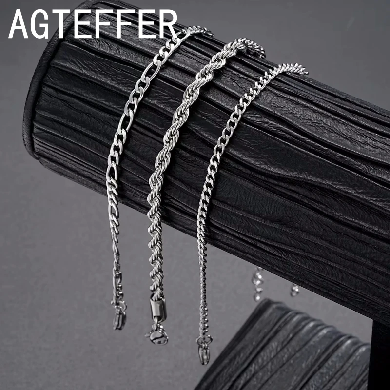 

New 8 Inches 925 sterling silver Punk Figaro Chain Bracelet for Men Women Hip Hop Bracelet Party Fashion Jewelry Gifts wholesale