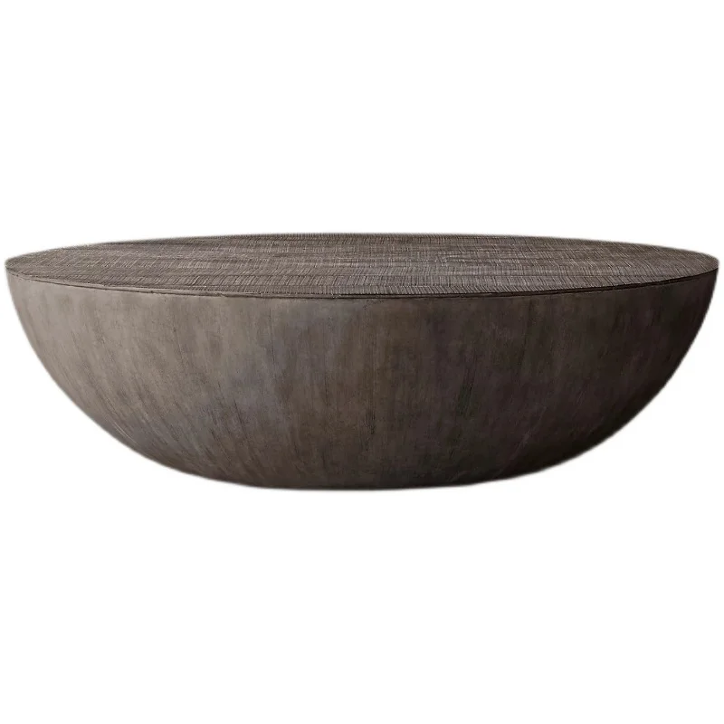 

*Modern Living Room Furniture Hemispheroid Brown Solid Wood Dining Table Wooden Tee Table Coffee Table