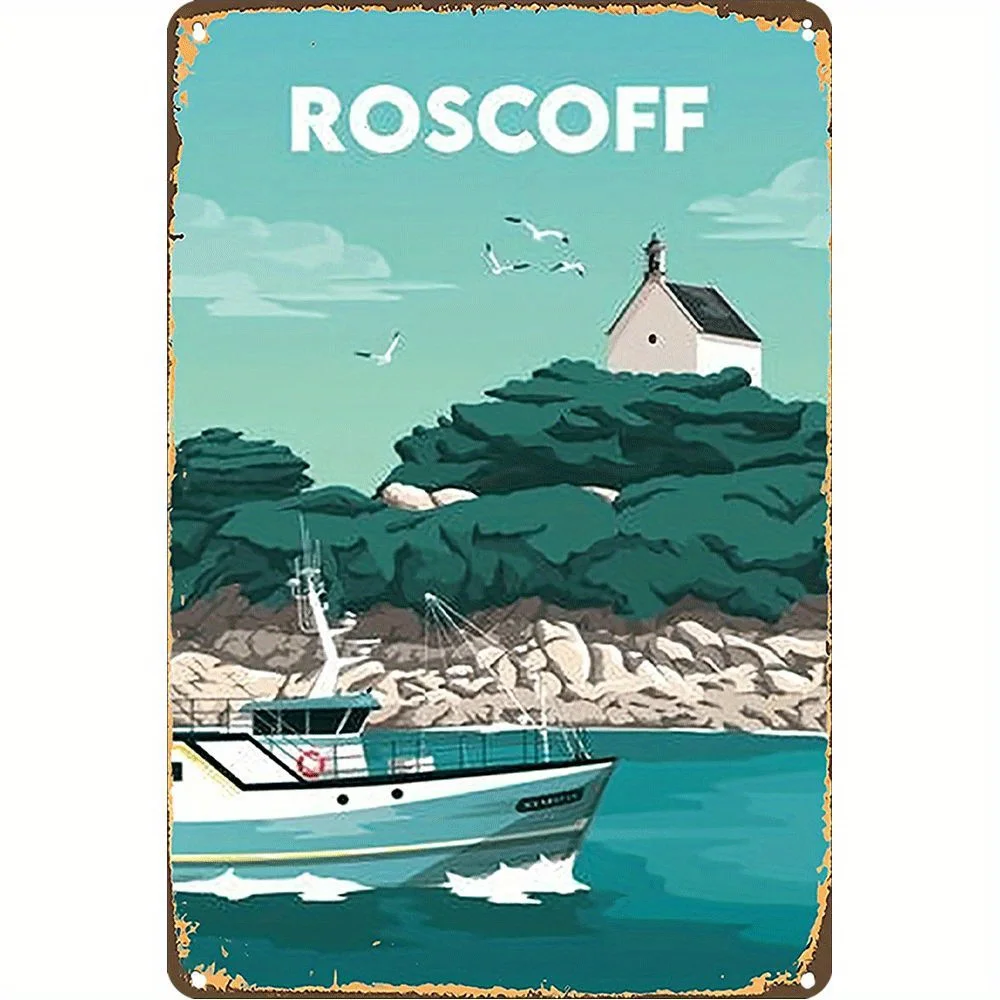 جدارية فنية معدنية كوتييه عتيقة - باتو دو بورت دي روسكوف، فاري آند باتو مارين TEYP - ديكور نوتيك بلو سارسيل et Bla