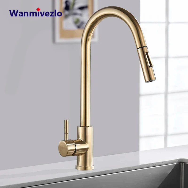 Pull Out Kitchen Faucets 360 Rotation Kitchen Mixer Tap Single Lever Mixer Tap Kitchen Sink Cold Hot Water Tap