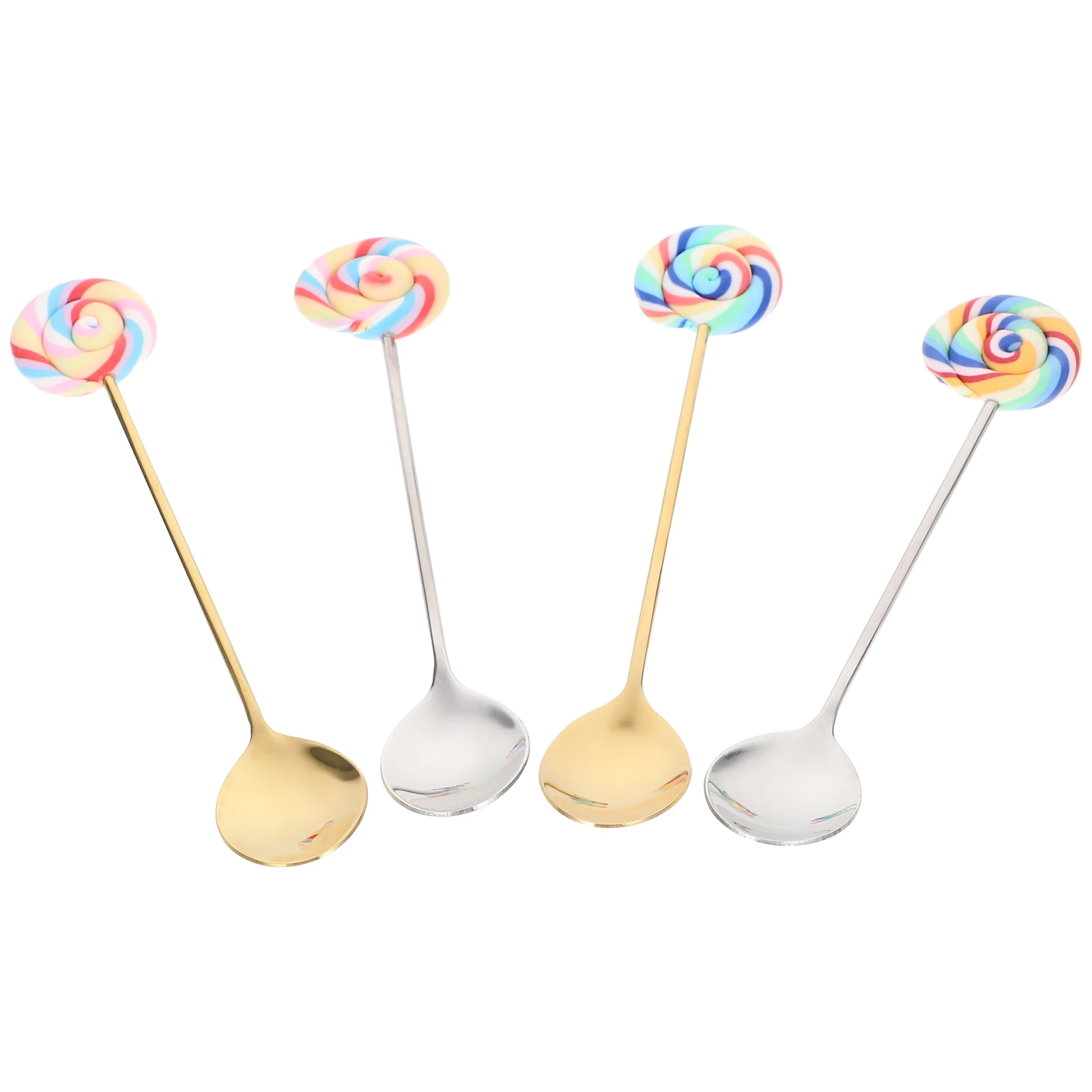 

4Pcs Stainless Steel Mixing Spoons Coffee Tea Stirring Spoons Long Handle Multi-Functional Kitchen Beverage Dessert