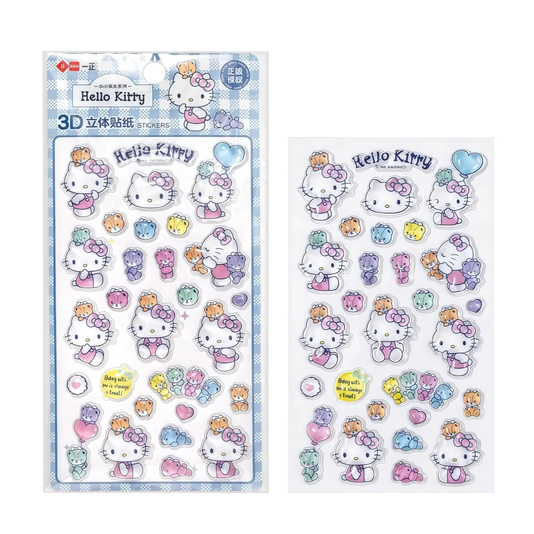 Hello Kitty 3D Crystal Stickers Cartoon Resin Bubble Stickers Journaling Stickers Phone Case DIY Decorative Stickers Children's Reward Stickers