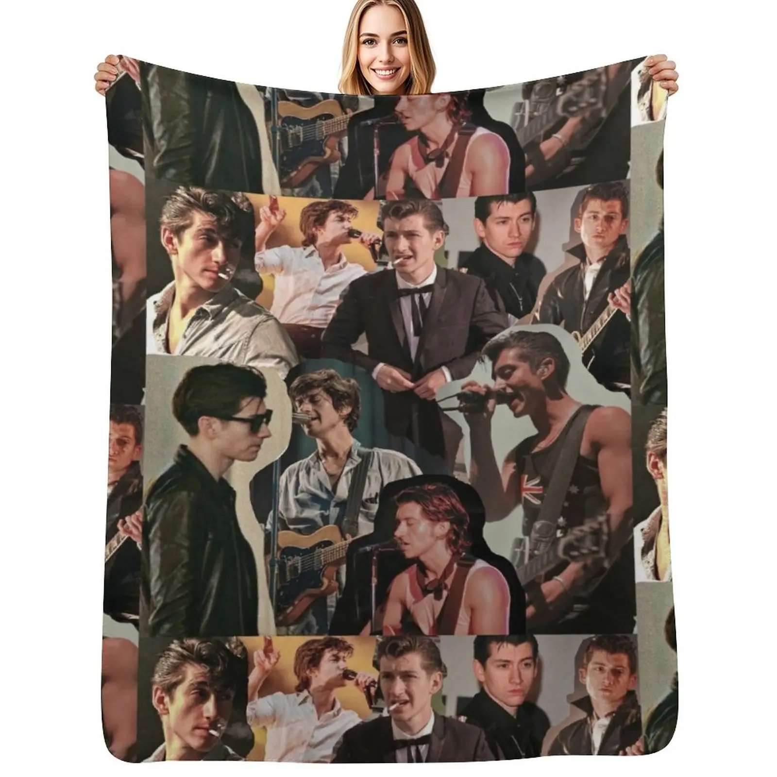 

Alex Turner Arctic Monkeys Collage Throw Blanket Hairys bed plaid warm winter For Baby Blankets