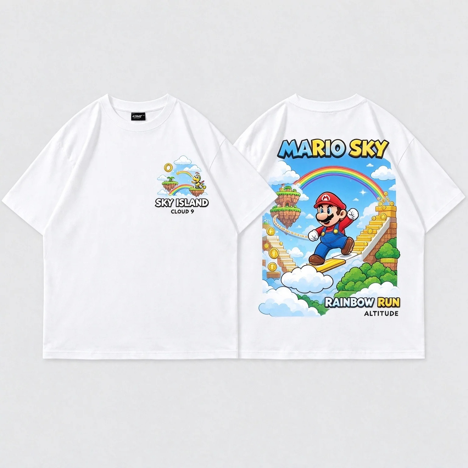 Unisex Oversized Tee T-Shirt Mario Yoshi Nintendo Mushroom Kingdom Graphic Cotton Retro Edgy Cool Short Sleeve Top for Men Women