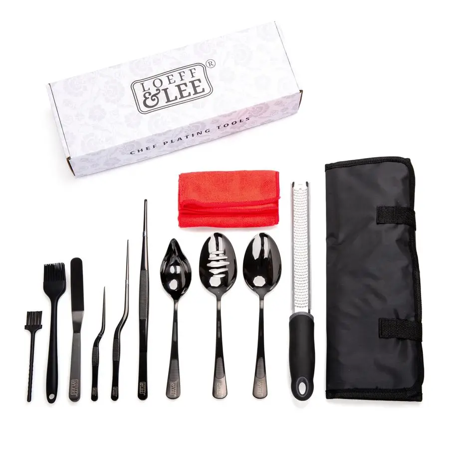 

Pc Black Plating Tools Culinary Set Professional Chef Utensils Chef Kit with 3 Plating Spoons, 3 Chef Plating Tweezers, Offset S
