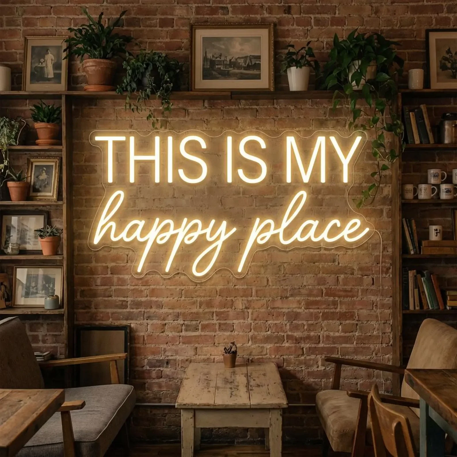 This Is My Happy Place LED Neon Sign,Custom Wedding Neon Sign,Teen Girls Bedroom Decor,Club Wall Decor,Home Bar Led Sign