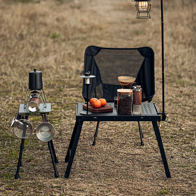 Outdoor portable tactical stool with storage bag table stool dual backpack road trip collapsible table picnic fishing stool