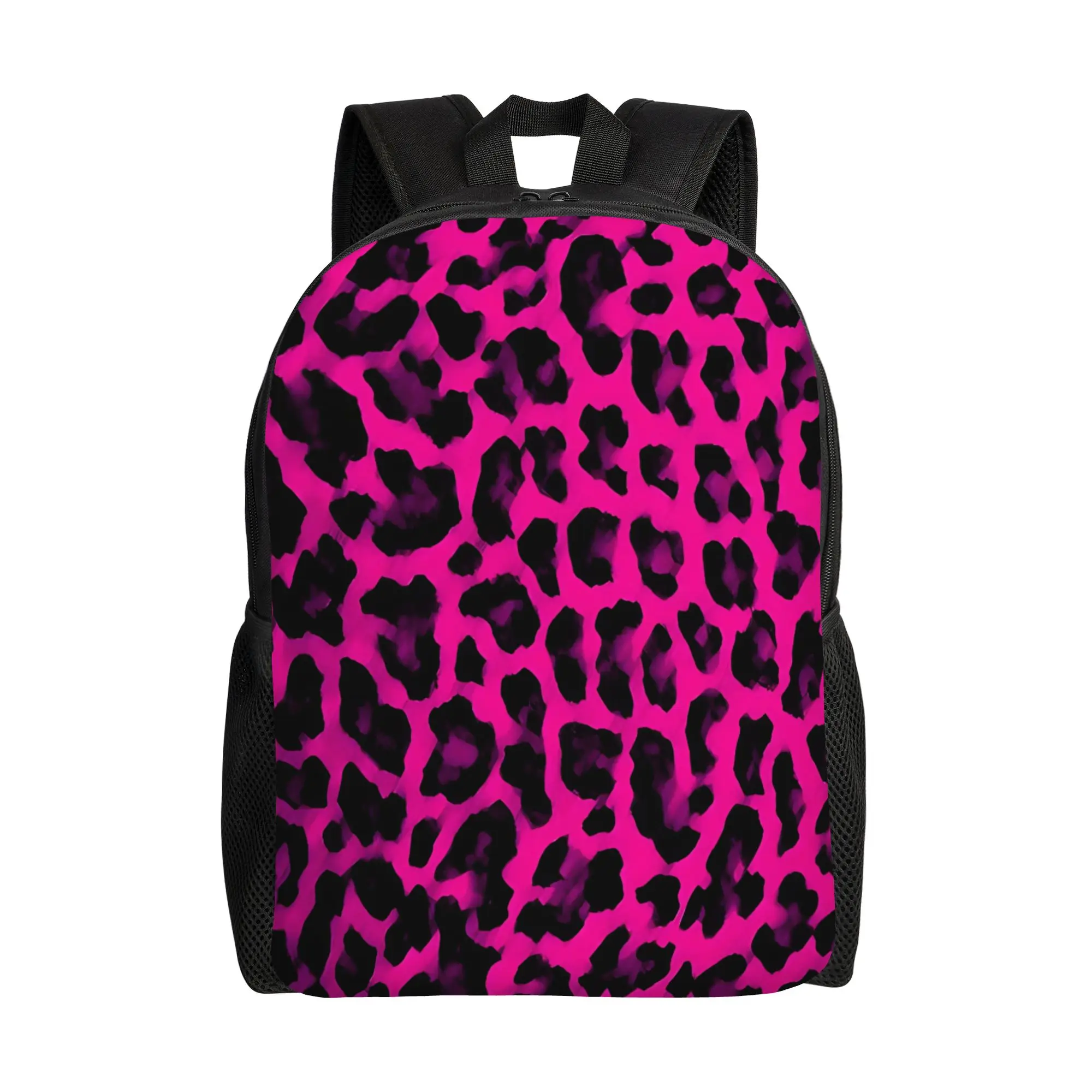Back to school season Zipper Closure Hot Pink Leopard Print 1 Schoolbag Leopard Print For Men Women College Bag Backpack