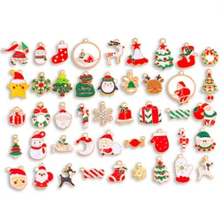 10Pcs Colorful Santa Christmas Tree Snowflake Mini Gift Enamel Pendant Charm for Jewelry Making DIY Bracelet Earring Ornament