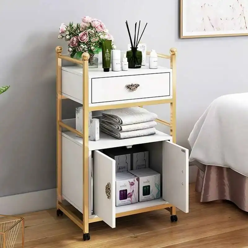 aesthetic Manicure barber Cart hair wheels, extension handcart storage furniture, portable used for folding services, eyelash