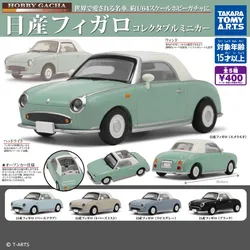 1/64 Original TOMY Gashapon Nissan Figaro Open-top Classic Car Qversion Anime Action Figure Model Toy Gift Collection Ornament