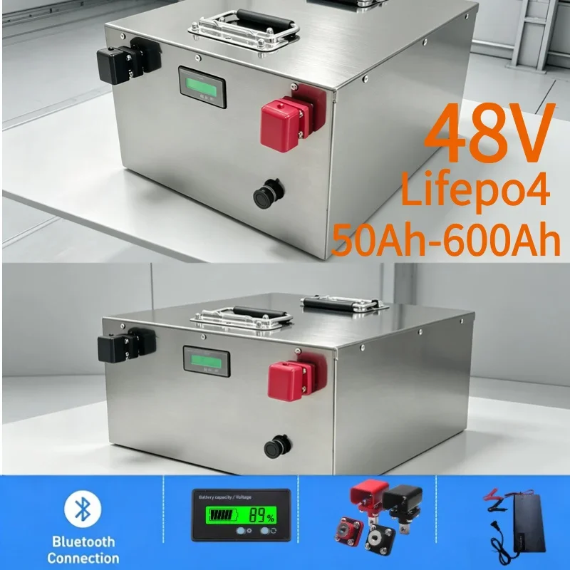 48V LiFePO4 Battery 50Ah-600Ah, Rechargeable Lithium Battery with BMS for 4KW/9KW Solar Photovoltaic System, RV, Off-Grid Power