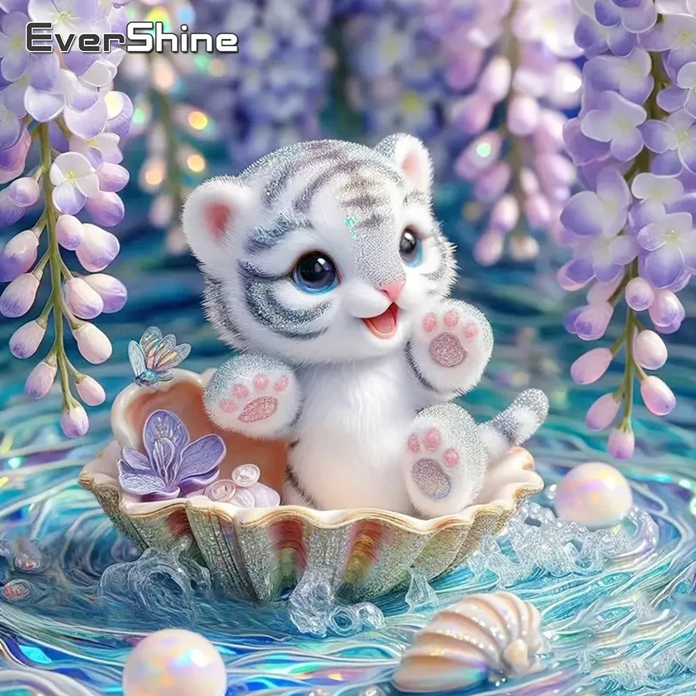 Evershine Diamant Malerei Kit Tiger Tier Kreuz Stich Mosaik Cartoon Neuheiten Shell Handwerk Dekor Für Zuhause