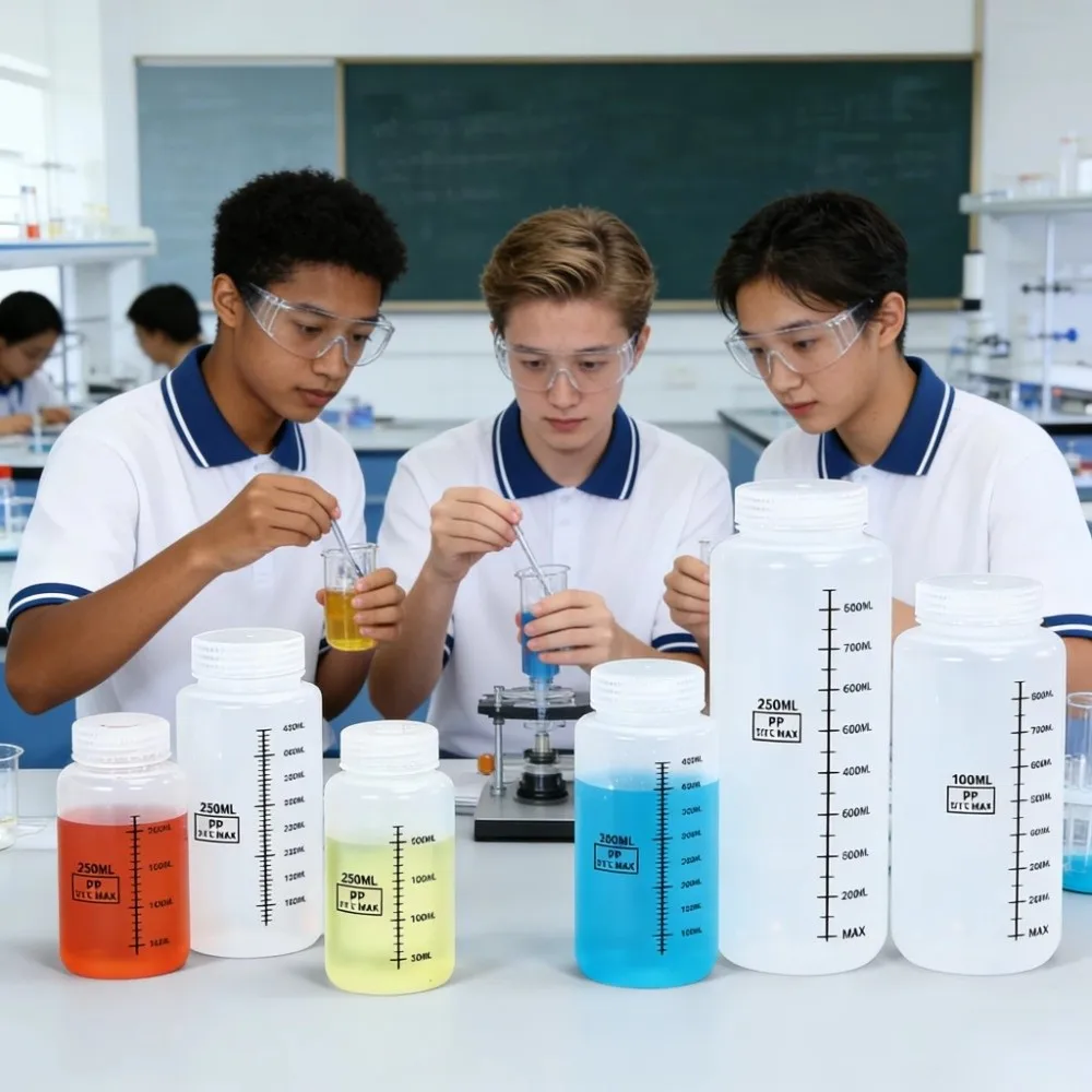 Multiple Capacities Wide Mouth Reagent Bottle Transparent 30-1000ml Laboratory Bottle Classrooms Home Packaging Bottle