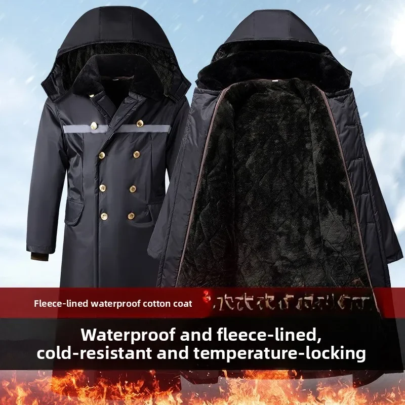 useful New Multi-functional Military Coat Men's Winter Thickened Fleece Security Work Cold Protection Clothing Cotton Clothes