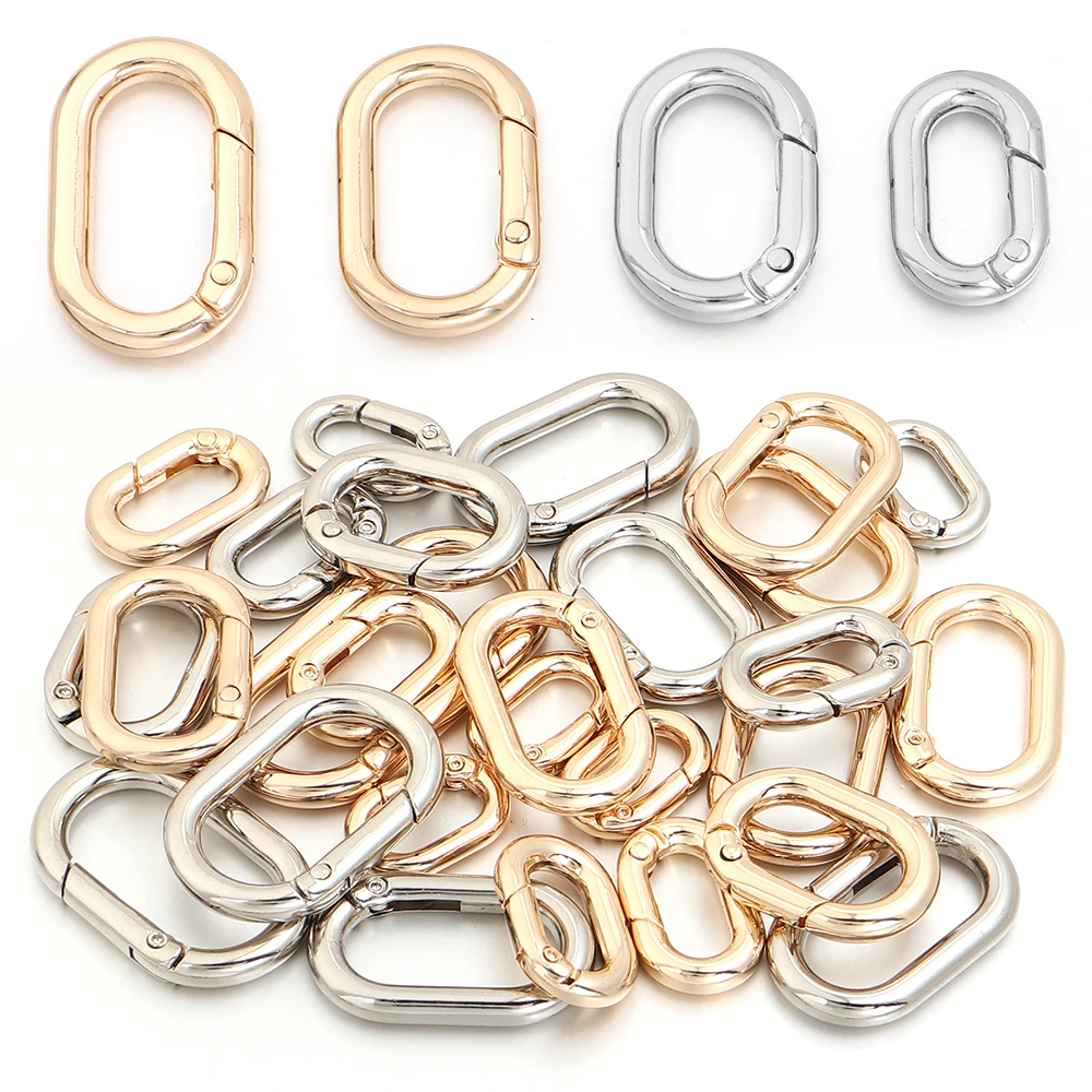 5pcs Metal Oval Spring O Ring Openable Carabiner Keychain Clips Hook Dog Chain For DIY Jewelry Keyring Bag Handbag Strap Buckles