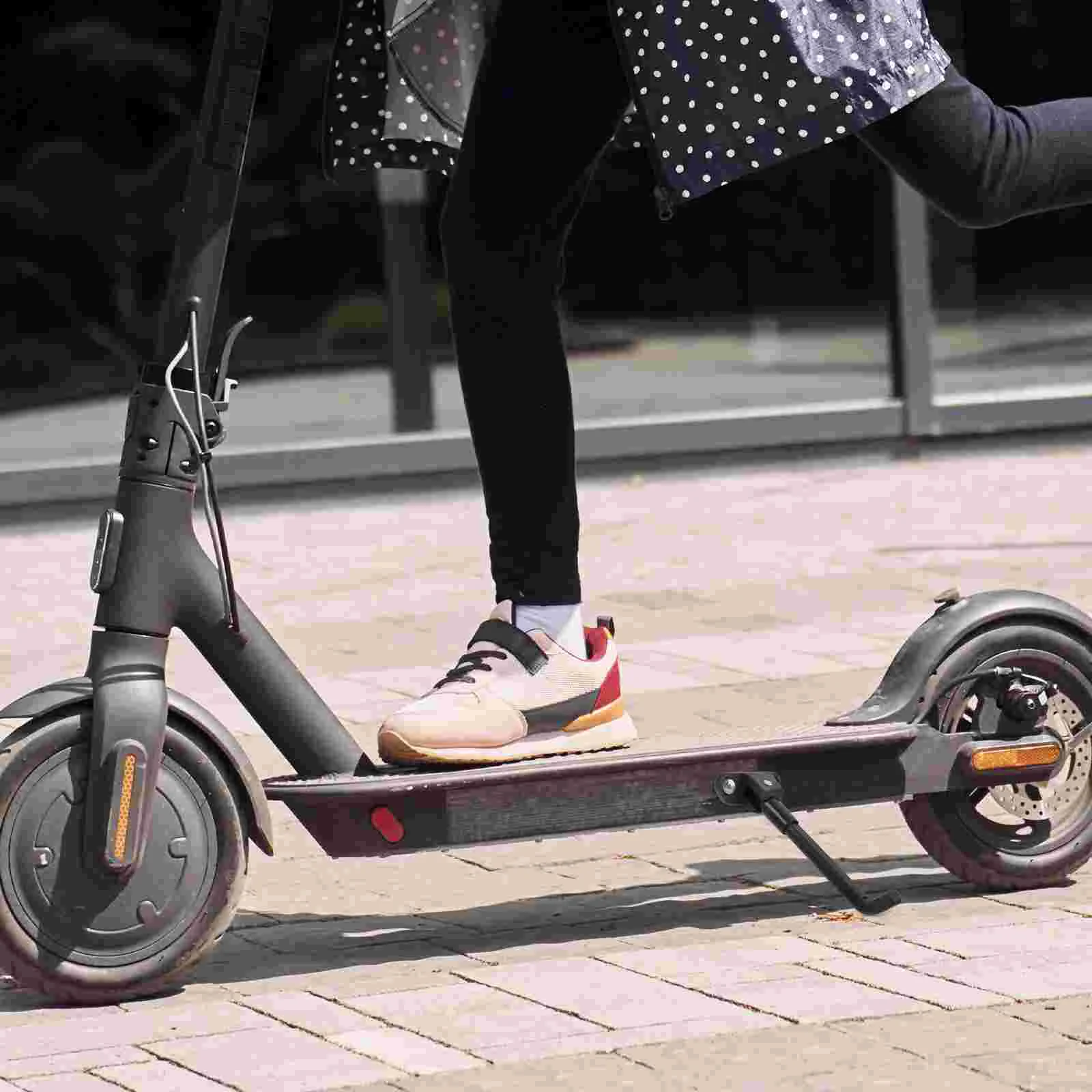 Soporte para bicicleta, soporte de estacionamiento para patinete, varilla plegable, soporte negro de aleación de aluminio