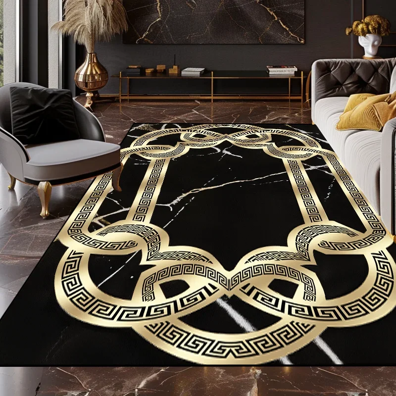 Gold Luxury Marble Carpets Living Room Decoration Home Coffee Table Anti-slip Large Size Rugs Bedroom Washable Soft Floor Mat