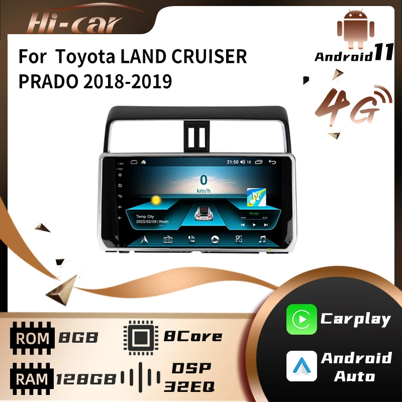 2 Din Android Car Radio Stereo for Toyota LAND CRUISER PRADO 2018-2019 10.1'' Car Multimedia Player GPS Navigation Head Unit