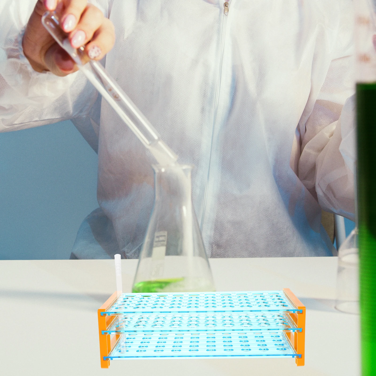 

Plastic Test Tube Rack 12 Holes Tube Holder Cork Stoppers Compact Lightweight Smooth Surface for Laboratory Sampling