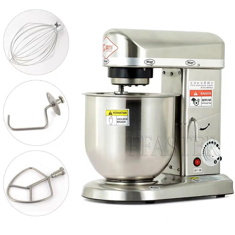 Electric Stand Food Mixer Stainless Steel Chef Machine 5L Bowl Cream Blender Knead Dough Cake Bread Whisk Egg Beater