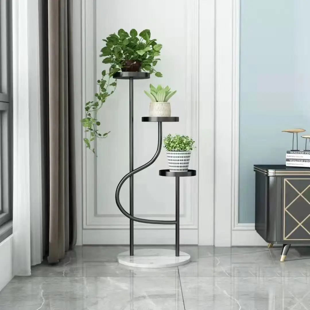 Flower Pot Stand Ladder 2 3 Tier Gold Black Metal Flower Arrangement Shelf Rack Design Display for Balcony Wedding Decorationpro