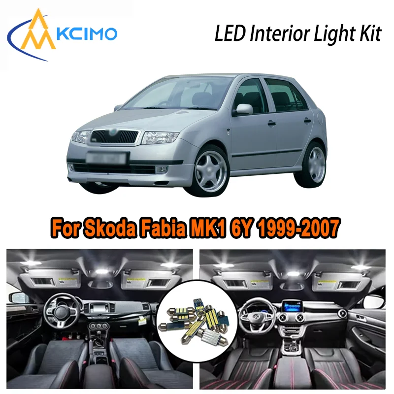 

For Skoda Fabia MK1 6Y 1999-2007 2000 2001 2002 2003 2004 LED Interior Dome Map Trunk Light Kit Car Led Lamps Canbus No Error