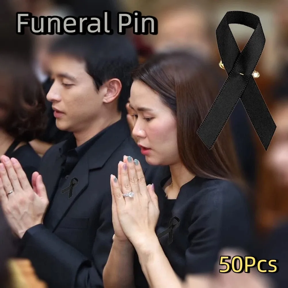 50 قطعة الوعي الشريط الأسود دبوس الميلانوما السرطان سرطان الثدي جنازات تذكارية دبوس الجلد السرطان التلبيب دبوس الحداد شارة بروش