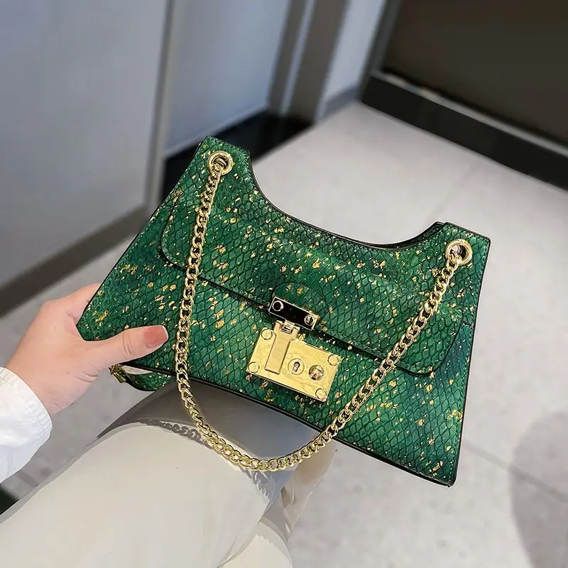 Luxury Designer Brand Сумка Женская New High Quality Leather Chain Underarm 가방 Snake Print Shoulder Bag for Women Bolsa Hot Sale