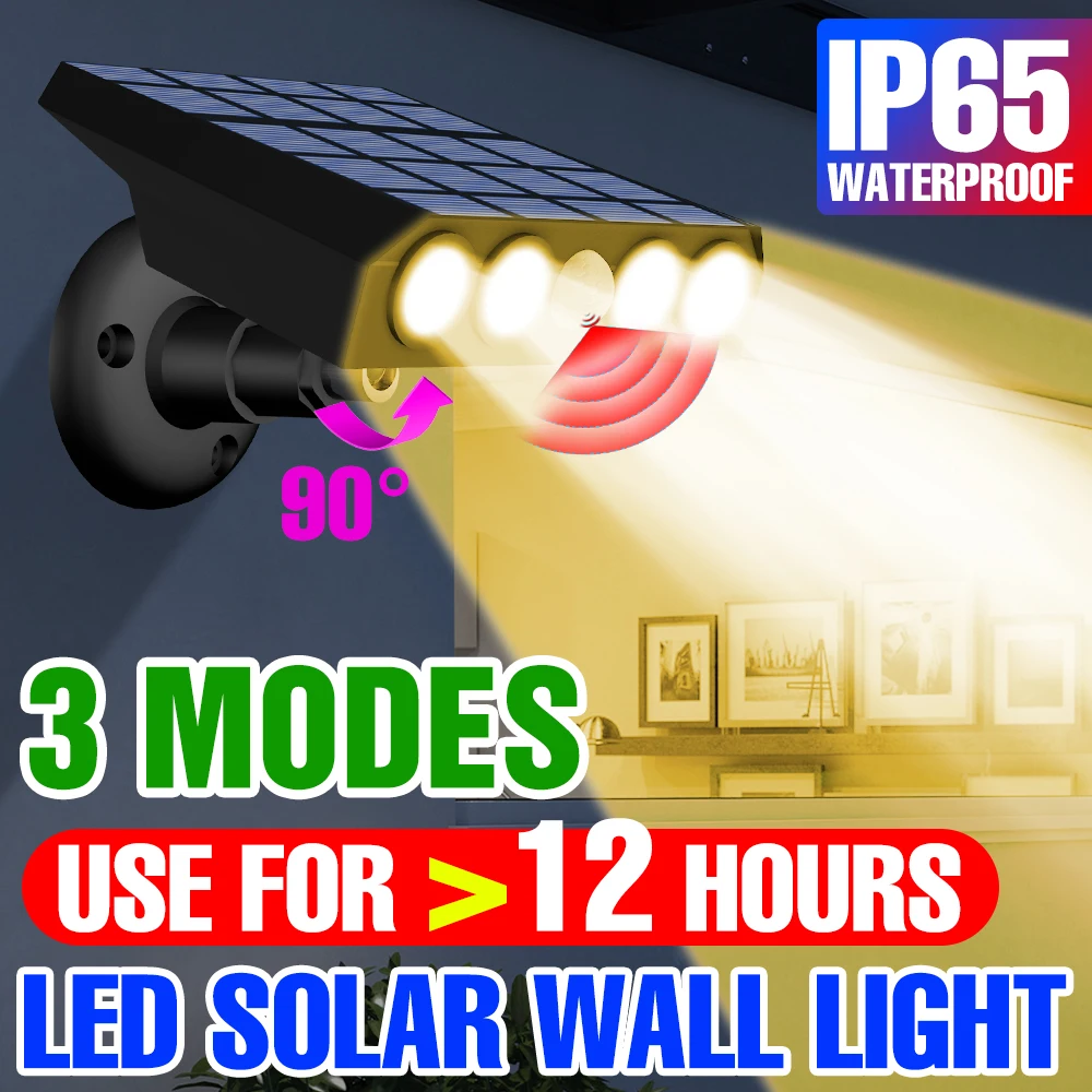 

Led Solar Wall Light Outdoor Garden IP65 Waterproof Street Lamp PIR Motion Sensor Solar Powered Emergency Lighting Yard Patio