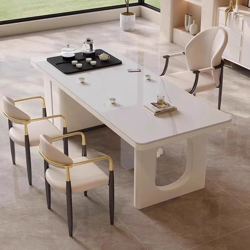 Rock slab tea table and chair combination office tea table household balcony coffee table boiling water