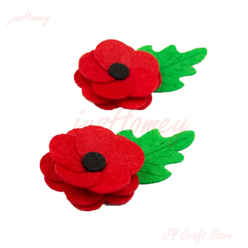 10PCS Handmade Felt Red Poppy Brooches Poppy Flower Badge Pin DIY Craft Embellishment for  Remembrance Day Lest We Forget