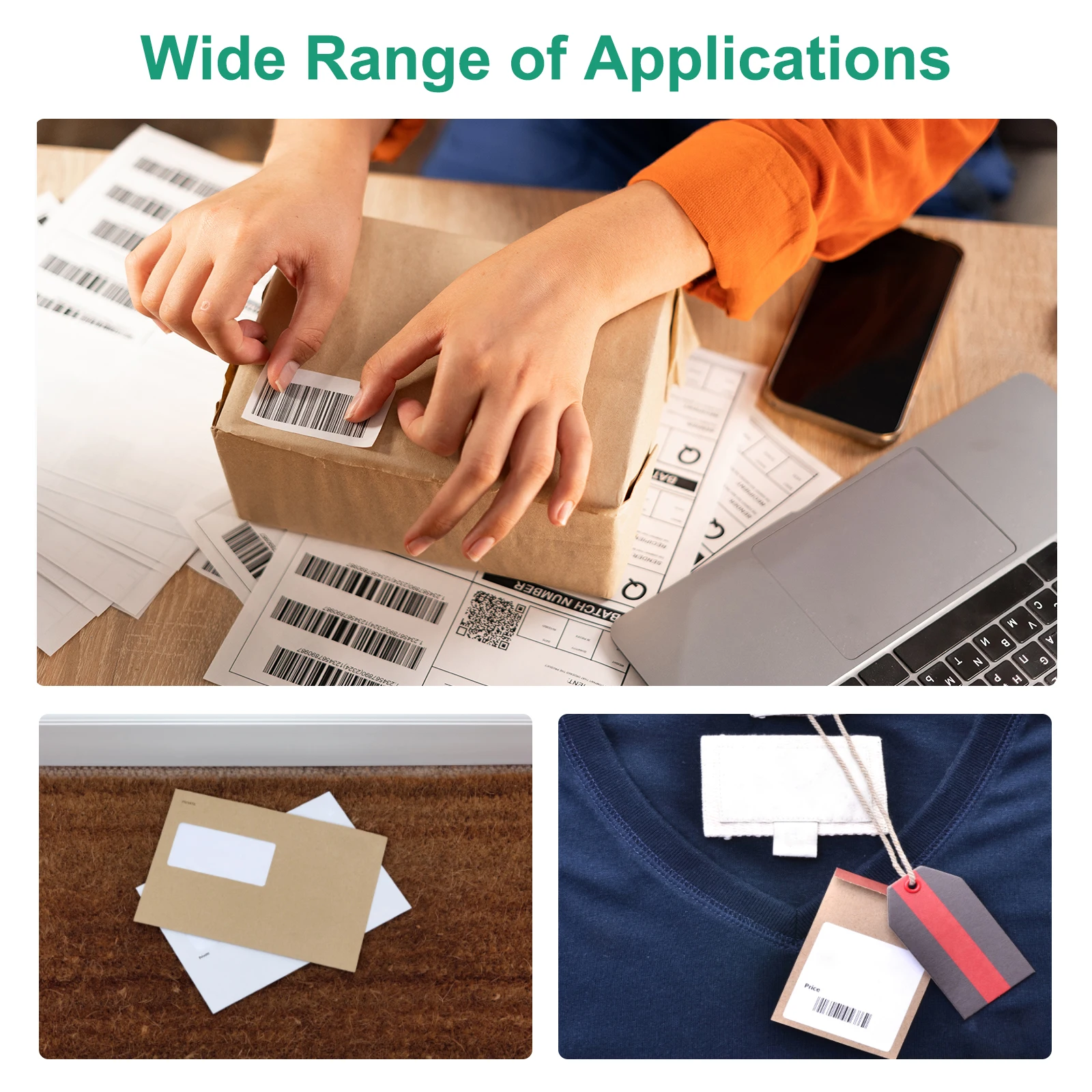 250 ورقة ملصقات ملصقات باركود قابلة للطباعة بالليزر ونفث الحبر ملصقات ورقية حرارية بيضاء ذاتية اللصق ملصقات بريد العناوين