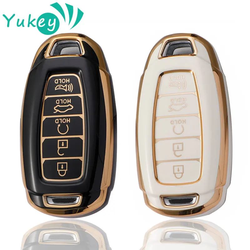 5 Button TPU Car Key Fob Case Cover For Hyundai i30 Ix35 KONA Encino Solaris Azera Grandeur Ig Accent Santa Fe Palisade Keychain