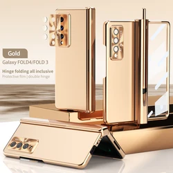 For Samsung Galaxy Z Fold 6 5 4 3 Case Transparente With S Pen Tempered Film Full Protection For Fold 6 5 Luxury Magnetic Cover